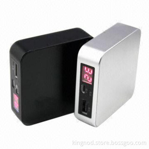 5V-1.5mA Output Power Banks with 6,600mAh Capability, LED Flashlight, Aluminum Cover